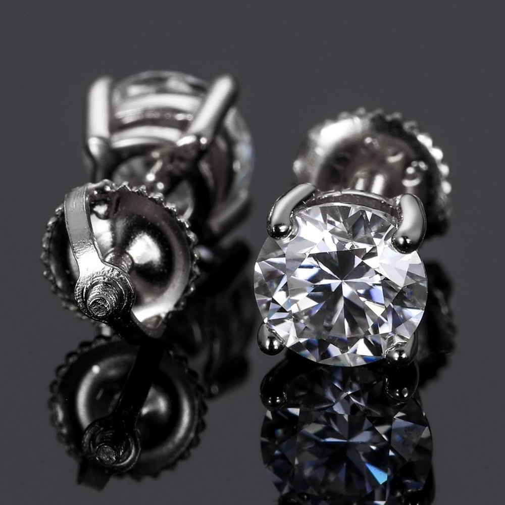 Certified 8ct. t.w. Diamond Round Cut 4-Prong Screw Back Earrings